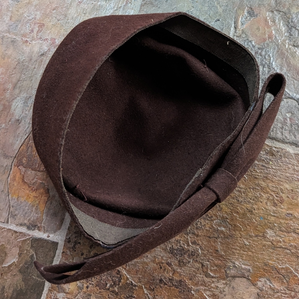 1940's WOOL TILT HAT 40's chocolate brown - Picture 7 of 7